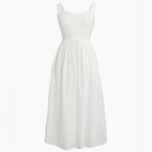 NWOT J. Crew White Eyelet Midi Dress Cotton Lined embroidered With Pockets 4